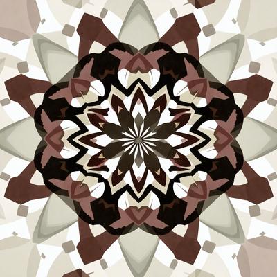 The primary subject of the image is a flower, which is the main object, scene, or focus of the image. The flower is surrounded by a patterned background, which adds visual interest and depth to the scene. The visual style of the image is a combination of photo and digital art, creating a unique and intricate design. The dominant colors in the image are brown and white, giving it a warm and earthy atmosphere.